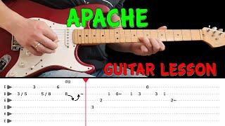 APACHE - Guitar lesson with tabs (fast & slow) 2nd version - The Shadows