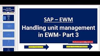 SAP EWM - Handling unit management in EWM