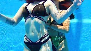 Most Hot Girls Swimming Together Underwater