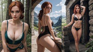 Triss Merigold (The Witcher) | Ai Lookbook Girl [4K] | Hot Cosplay Compilation