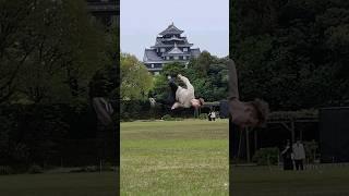 flips under Japanese Castles #doaflip #parkour #freerunning #tricking #fyp #shorts