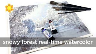 Snowy Forest | Real Time Watercolor Painting