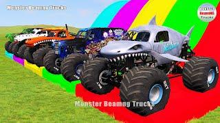 Triple Flatbed Trailer Monster Trucks Transport with Slide Color - BeamNG.drive 262