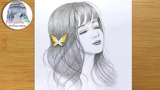 How to draw a Girl with Butterfly || Pencil sketch || Face Drawing || Art video || Drawing Tutorial