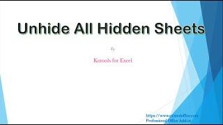 Unhide all hidden sheets in Excel