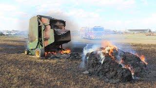 Tractor videos | Our hay baler caught FIRE