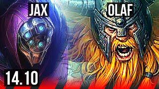 JAX vs OLAF (TOP) | 11 solo kills, 1900+ games, Legendary, 14/2/0 | KR Master | 14.10