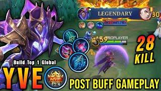 3 Minutes LEGENDARY!! 28 Kills Yve Post Buff Gameplay (NEW BUILD) - Build Top 1 Global Yve ~ MLBB