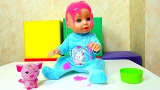 Кукла Беби Бон Аннабель просыпается и завтракает — Видео для девочек: играем с пупсами