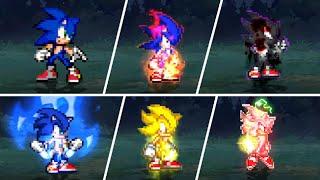 Sonic All Transformations: Dark sonic, Fire Sonic, Hyper, Super Sonic, Specials - MUGEN JUS CHAR