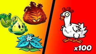 Какое Растение сможет УБИТЬ100 куриц с помощью 1 удобрения??? Plants vs Zombies 2