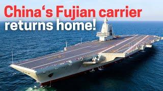 China's Fujian aircraft carrier ends first sea trial. Return to Shanghai successfully.