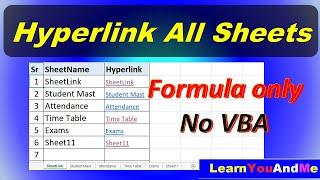 Insert hyperlink for all the sheets in Excel workbook | Create link to all sheets using formula