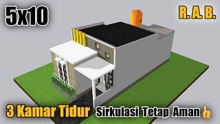 Banyak Yang REQUEST !! - Desain Rumah 5x10 - 3 Kamar Tidur - Rumah Minimalis - Bangun Rumah