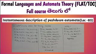 Instantaneous description of pushdown automata  | ID of PDA