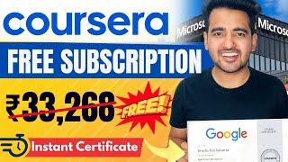 Free Coursera Plus Subscription : 7000+ Free Courses by Google,IBM & Microsoft | Limited Time