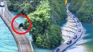 The most dangerous floating bridge | Cars driving on water | Amazing Chinese architecture