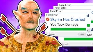 Skyrim but every time I take damage, my game breaks