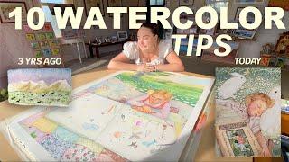 10 WATERCOLOUR TIPS that will drastically IMPROVE your art | ft. watercolor portrait tutorial