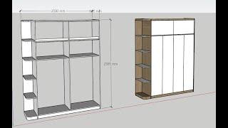 SKETCHUP - Hướng dẫn chi tiết vẽ tủ quần áo gỗ công nghiệp