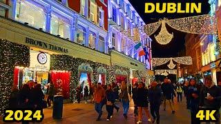 Dublin Christmas Lights 2024 4K Walking Tour Ireland 2024