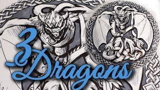 Three Dragons - Celtic Design, Illustration - Speed Drawing Timelapse - Jaana Kern