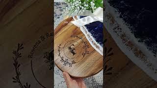 Celebrate love with custom blue ocean wave resin cutting board #PersonalizedGifts #AnniversaryGift