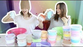 BLINDFOLDED SLIME SMOOTHIE CHALLENGE feat. MY SISTER! (who wins?!)