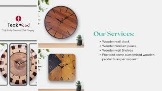 Teak Wood Minimalist Round Wall Clock - Wooden Wall Clock for Home - Stylish Big Size Clock