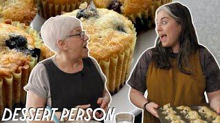 The Best Homemade Blueberry Muffins with Claire Saffitz & Mom! | Dessert Person