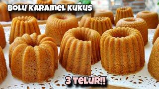 JADI REBUTAN IBU2 ARISAN!! BOLU KARAMEL KUKUS CUMA 3 TELUR! LEMBUT LEGIT ENAK!!