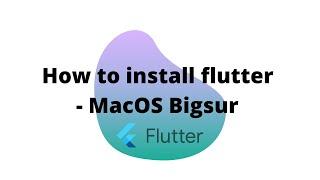 How to install flutter - MacOS Bigsur