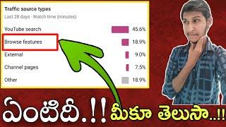 What is Browse Feature,YouTube Search,Suggested Videos All Traffic Source In Telugu