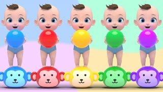 Color Song! | Five Little Monkeys Jumping On The Bed | Nursery Rhymes Baby & Kids Songs