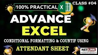 Conditional formatting | Countif formula using Excel | Advance Excel  | Create a Attendant sheet