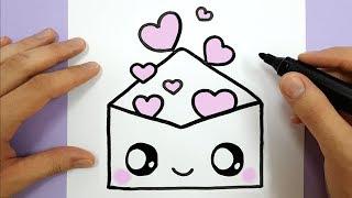 How To Draw A Cute Envelope with Love Hearts EASY - HAPPY DRAWINGS