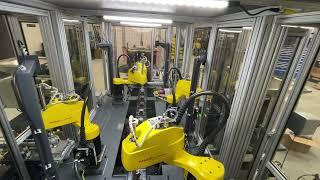 Assembly Automation with Fanuc Scara Robots, vision, and Indexing Conveyor  using Vibratory Feeders