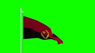 Angola Flag Green SCREEN Close and Long Shots