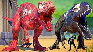 New! SPIDERMAN T-REX Vs VENOM INDOMINUS REX - Spidey Will Save The City | Jurassic World Evolution