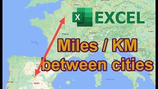Miles or KM between 2 cities