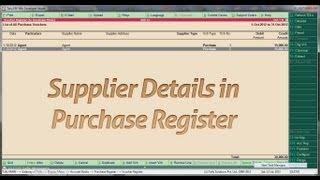 actual supplier details in purchase register customization in tally.erp 9