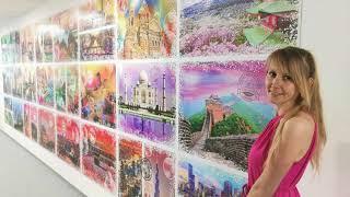 Grafika 48000 Travel Around the World - close-up of completed jigsaw puzzle hanging on the wall [4K]