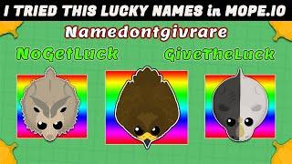 I TRIED THIS LUCKY NAMES in MY 1 HOUR LUCK CHALLENGE in MOPE.IO | LUCKY MOMENTS |