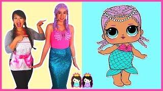 LOL Surprise Dolls in Real Life MERBABY Make Up + Dress Up Play at Pretend Hair Salon
