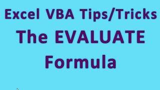 Excel VBA Tips n Tricks #3 Most powerful function in Excel Visual Basic - The EVALUATE Formula