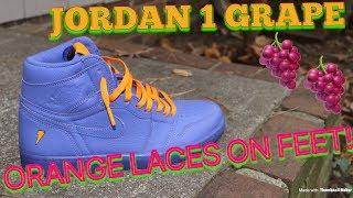 JORDAN 1 GATORADE GRAPE ORANGE LACES ON FEET!!