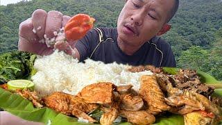 Eat delicious Local Chicken curry with Naga hotest King chilli at water paddy field || Paddy vlogs