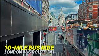 Double-decker London Bus Ride from South to North London - London Bus Route 341 