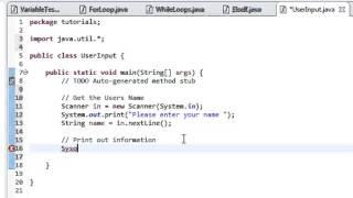 Java Tutorial 7: Get User Input