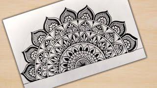 How to draw half mandala art | semi circle mandala art for beginners | mandala art | step by step |